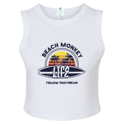 Ambergris Cay Women Graphic Crop Racerback Tank Thumbnail