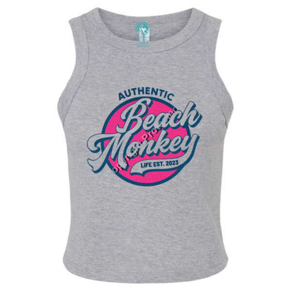 Beach Monkey Life Sapodilla26 Crew Graphic Micro Rib Racer Tank Thumbnail