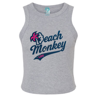 Beach Monkey Life Long Bay26L Crew Graphic Micro Rib Racer Tank Thumbnail