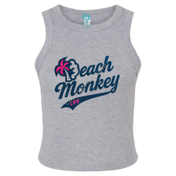 Beach Monkey Life Long Bay26L Crew Graphic Micro Rib Racer Tank Thumbnail