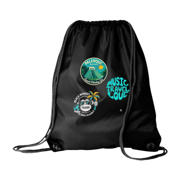 Music Travel Love We Travel The World Palenque Drawstring Beach Cinch Bag  Thumbnail