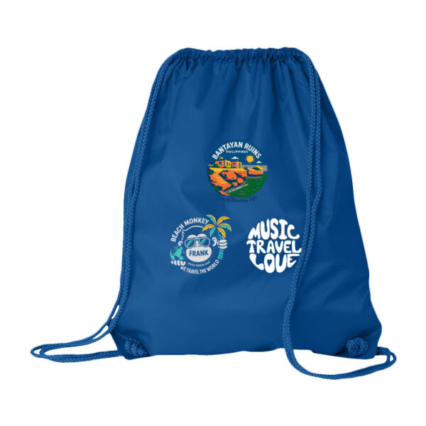 Music Travel Love We Travel The World Bantayan Drawstring Beach Cinch Bag   Thumbnail