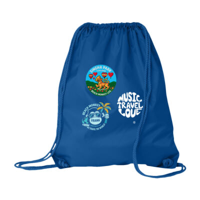 Music Travel Love We Travel The World Singha Park Drawstring Beach Cinch Bag Drawstring Beach Cinch Bag  Thumbnail