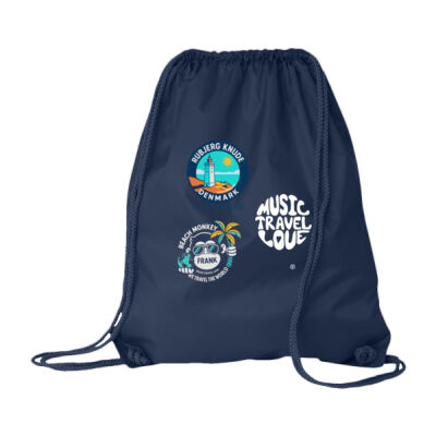 Music Travel Love We Travel The World Rojerg Knude Drawstring Beach Cinch Bag Thumbnail
