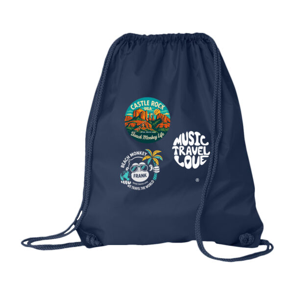 Music Travel Love We Travel The World Castle Rock Drawstring Beach Cinch Bag Thumbnail