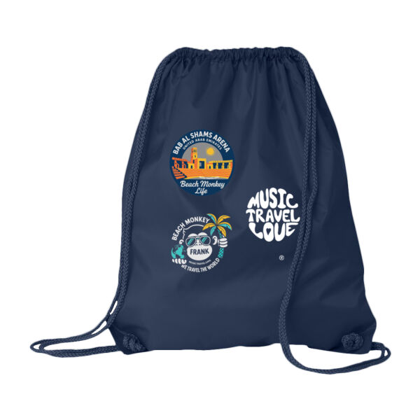 Music Travel Love We Travel The World Bab Al Shams Arena Drawstring Beach Cinch Bag Thumbnail